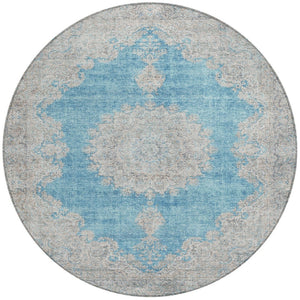 Homeroots 3' Black And Ivory Oriental Washable Area Rug For Indoor And Outdoor Spaces, Durable Design 8' Round Polyester 597754