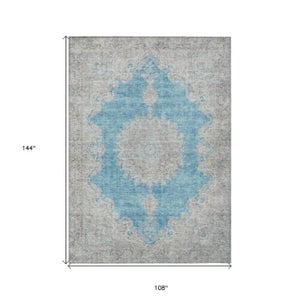 Homeroots 3' Black And Ivory Oriental Washable Area Rug For Indoor And Outdoor Spaces, Durable Design 9' X 12' Polyester 597756