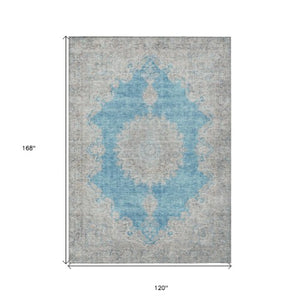 Homeroots 3' Black And Ivory Oriental Washable Area Rug For Indoor And Outdoor Spaces, Durable Design 10' X 14' Polyester 597757