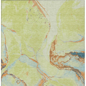 Homeroots 3' Abstract Artichoke Green Blue And Brown Washable Indoor Outdoor Area Rug For Versatile Spaces 8' X 10' Polyester 597761