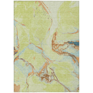 HomeRoots 5' Contemporary Artichoke Green and Blue Abstract Area Rug for Indoor and Outdoor Durability 8' X 10' 597761