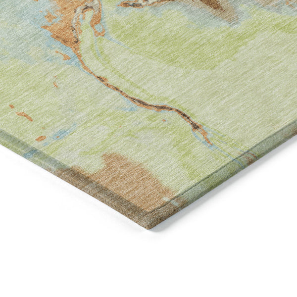 Homeroots 3' Abstract Artichoke Green Blue And Brown Washable Indoor Outdoor Area Rug For Versatile Spaces 8' X 10' Polyester 597761