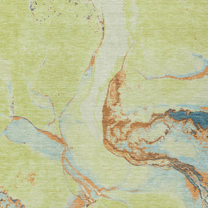 Homeroots 3' Abstract Artichoke Green Blue And Brown Washable Indoor Outdoor Area Rug For Versatile Spaces 8' X 10' Polyester 597761