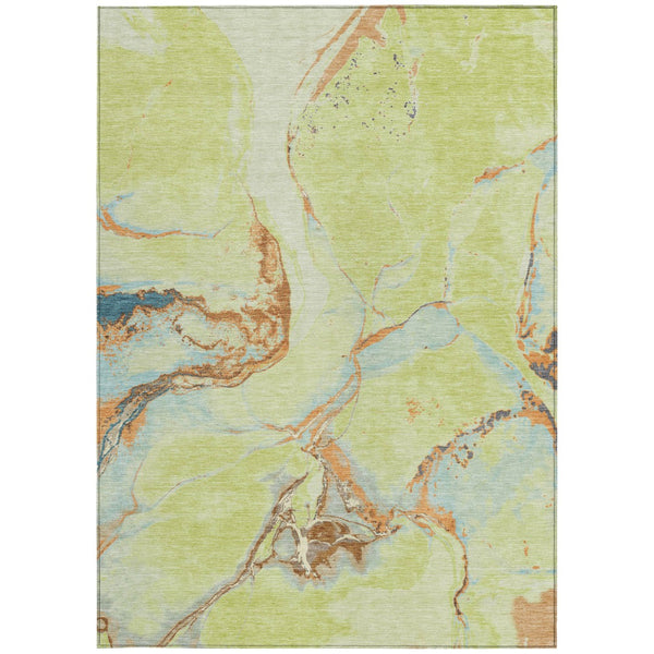 Homeroots 3' Abstract Artichoke Green Blue And Brown Washable Indoor Outdoor Area Rug For Versatile Spaces 9' X 12' Polyester 597762