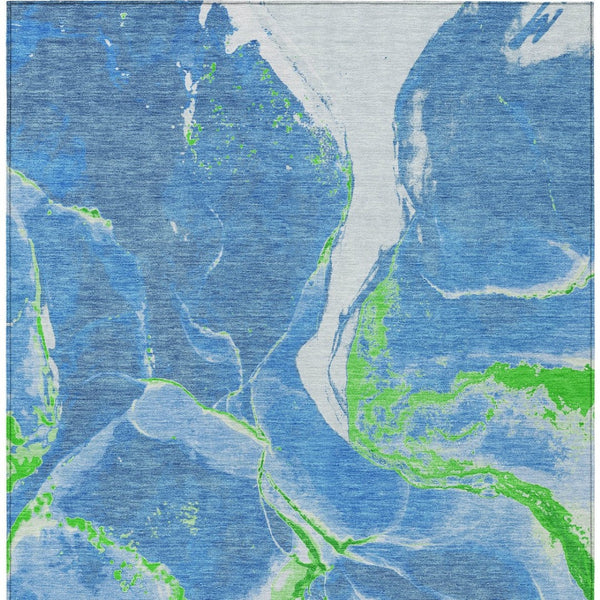 Homeroots 3' Abstract Artichoke Green Blue And Brown Washable Indoor Outdoor Area Rug For Versatile Spaces 3' X 5' Polyester 597764