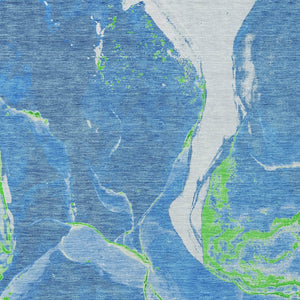 Homeroots 3' Abstract Artichoke Green Blue And Brown Washable Indoor Outdoor Area Rug For Versatile Spaces 3' X 5' Polyester 597764