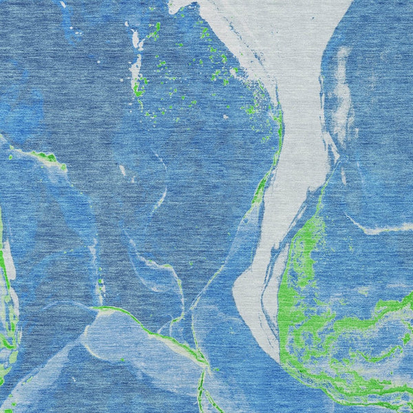 Homeroots 3' Abstract Artichoke Green Blue And Brown Washable Indoor Outdoor Area Rug For Versatile Spaces 3' X 5' Polyester 597764