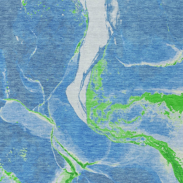 Homeroots 3' Abstract Artichoke Green Blue And Brown Washable Indoor Outdoor Area Rug For Versatile Spaces 5' X 8' Polyester 597765