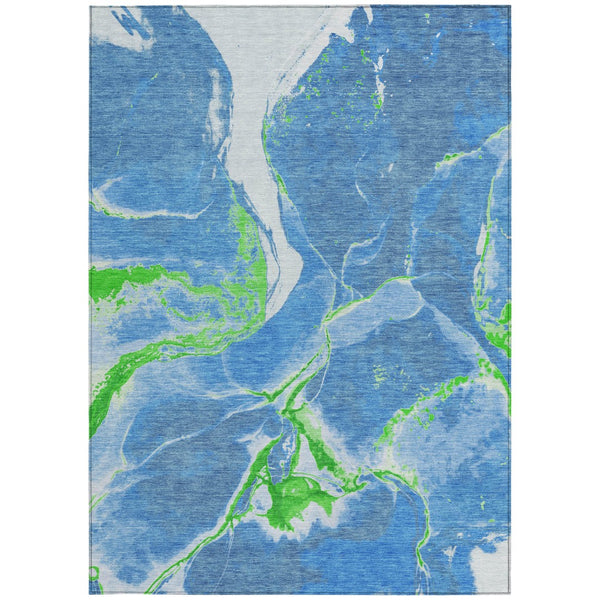 Homeroots 3' Abstract Artichoke Green Blue And Brown Washable Indoor Outdoor Area Rug For Versatile Spaces 8' X 10' Polyester 597767