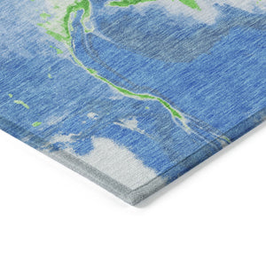 Homeroots 3' Abstract Artichoke Green Blue And Brown Washable Indoor Outdoor Area Rug For Versatile Spaces 9' X 12' Polyester 597768