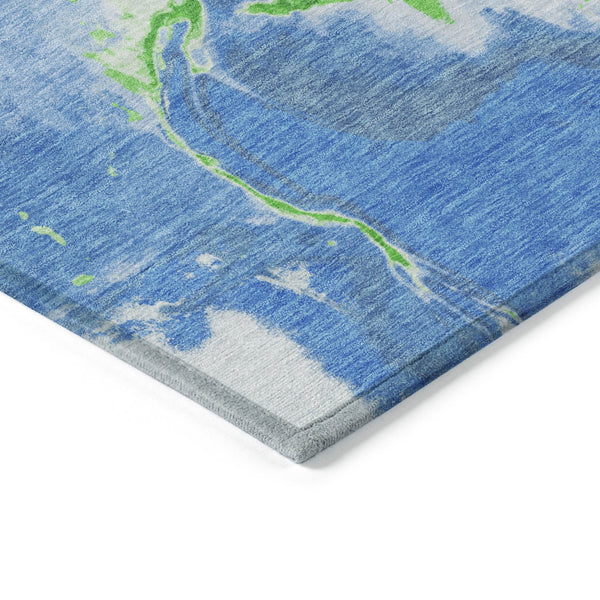 Homeroots 3' Abstract Artichoke Green Blue And Brown Washable Indoor Outdoor Area Rug For Versatile Spaces 9' X 12' Polyester 597768