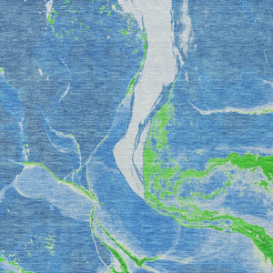 Homeroots 3' Abstract Artichoke Green Blue And Brown Washable Indoor Outdoor Area Rug For Versatile Spaces 9' X 12' Polyester 597768