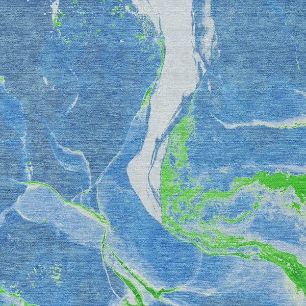 Homeroots 3' Abstract Artichoke Green Blue And Brown Washable Indoor Outdoor Area Rug For Versatile Spaces 9' X 12' Polyester 597768