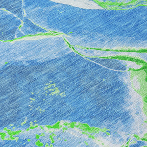 Homeroots 3' Abstract Artichoke Green Blue And Brown Washable Indoor Outdoor Area Rug For Versatile Spaces 9' X 12' Polyester 597768