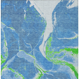 Homeroots 3' Abstract Artichoke Green Blue And Brown Washable Indoor Outdoor Area Rug For Versatile Spaces 10' X 14' Polyester 597769