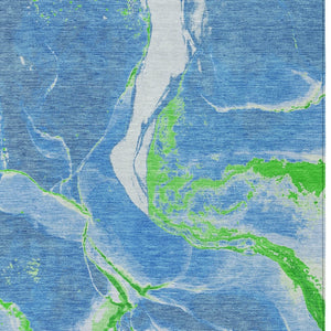 Homeroots 3' Abstract Artichoke Green Blue And Brown Washable Indoor Outdoor Area Rug For Versatile Spaces 10' X 14' Polyester 597769