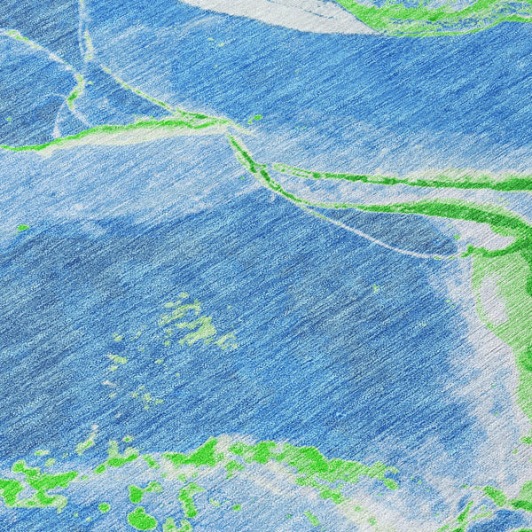 Homeroots 3' Abstract Artichoke Green Blue And Brown Washable Indoor Outdoor Area Rug For Versatile Spaces 10' X 14' Polyester 597769