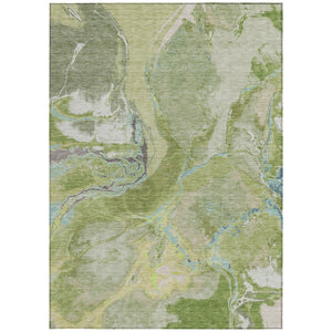 Homeroots 3' Abstract Artichoke Green Blue And Brown Washable Indoor Outdoor Area Rug For Versatile Spaces 3' X 5' Polyester 597770