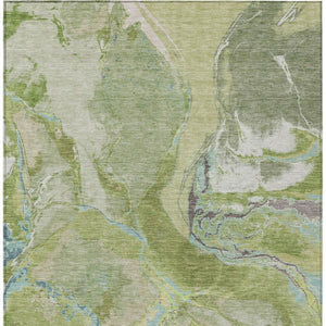 Homeroots 3' Abstract Artichoke Green Blue And Brown Washable Indoor Outdoor Area Rug For Versatile Spaces 5' X 8' Polyester 597771