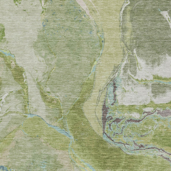 Homeroots 3' Abstract Artichoke Green Blue And Brown Washable Indoor Outdoor Area Rug For Versatile Spaces 5' X 8' Polyester 597771