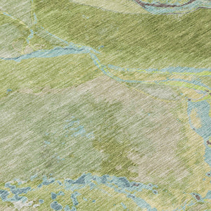 Homeroots 3' Abstract Artichoke Green Blue And Brown Washable Indoor Outdoor Area Rug For Versatile Spaces 5' X 8' Polyester 597771