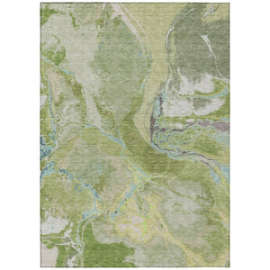HomeRoots 9' X 12' Abstract Washable Indoor-Outdoor Area Rug in Green, Blue & Gray - Durable, Stylish & Safe 597774