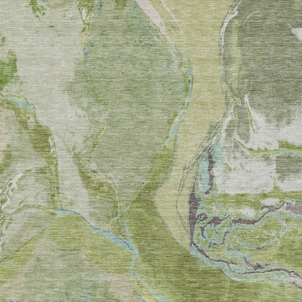 Homeroots 3' Abstract Artichoke Green Blue And Brown Washable Indoor Outdoor Area Rug For Versatile Spaces 9' X 12' Polyester 597774