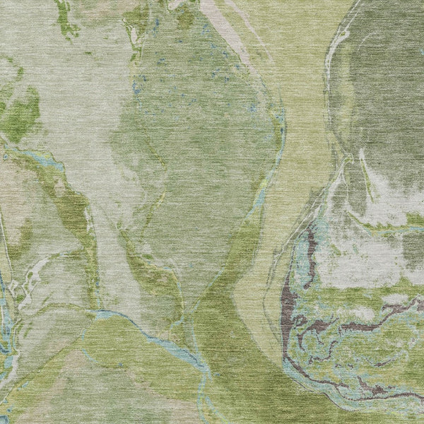 Homeroots 3' Abstract Artichoke Green Blue And Brown Washable Indoor Outdoor Area Rug For Versatile Spaces 10' X 14' Polyester 597775