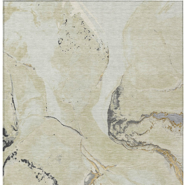 Homeroots 3' Abstract Artichoke Green Blue And Brown Washable Indoor Outdoor Area Rug For Versatile Spaces 3' X 5' Polyester 597776