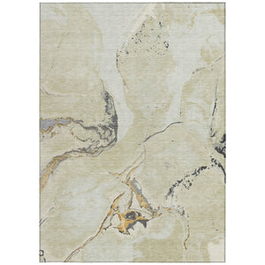 Homeroots 3' Abstract Artichoke Green Blue And Brown Washable Indoor Outdoor Area Rug For Versatile Spaces 5' X 8' Polyester 597777