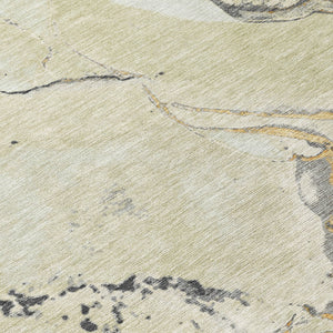 Homeroots 3' Abstract Artichoke Green Blue And Brown Washable Indoor Outdoor Area Rug For Versatile Spaces 8' Round Polyester 597778