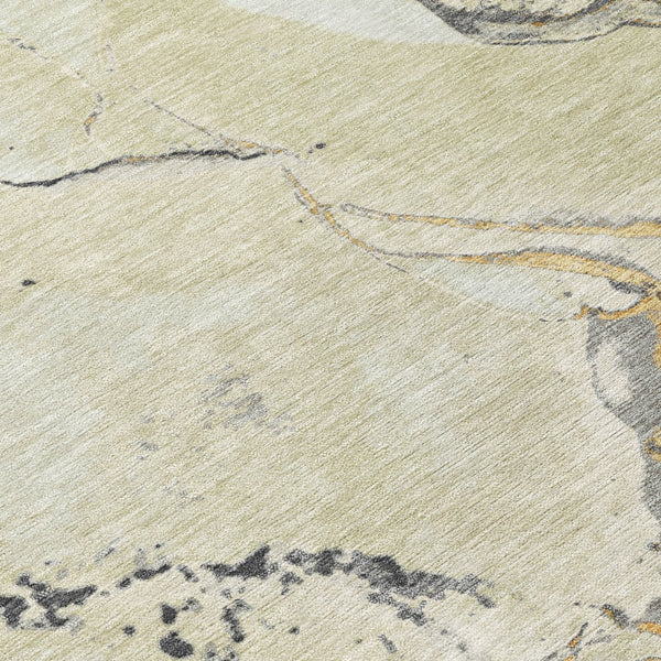 Homeroots 3' Abstract Artichoke Green Blue And Brown Washable Indoor Outdoor Area Rug For Versatile Spaces 8' Round Polyester 597778