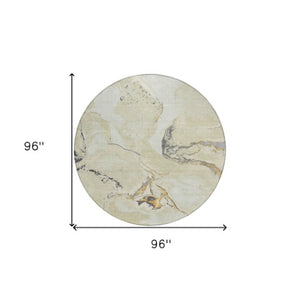 Homeroots 3' Abstract Artichoke Green Blue And Brown Washable Indoor Outdoor Area Rug For Versatile Spaces 8' Round Polyester 597778