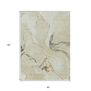 Homeroots 3' Abstract Artichoke Green Blue And Brown Washable Indoor Outdoor Area Rug For Versatile Spaces 8' X 10' Polyester 597779