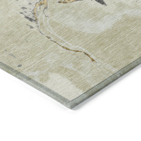 Homeroots 3' Abstract Artichoke Green Blue And Brown Washable Indoor Outdoor Area Rug For Versatile Spaces 9' X 12' Polyester 597780