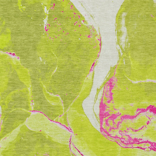 Homeroots 3' Abstract Artichoke Green Blue And Brown Washable Indoor Outdoor Area Rug For Versatile Spaces 5' X 8' Polyester 597783