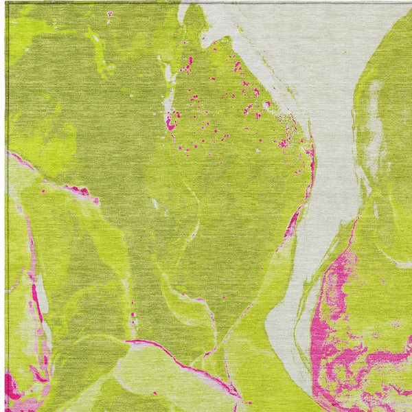 Homeroots 3' Abstract Artichoke Green Blue And Brown Washable Indoor Outdoor Area Rug For Versatile Spaces 9' X 12' Polyester 597786