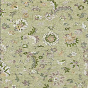 Homeroots 3' Floral Artichoke Green And Gray Area Rug For Indoor Outdoor Spaces - Washable & Stain Resistant 3' X 5' Polyester 597788