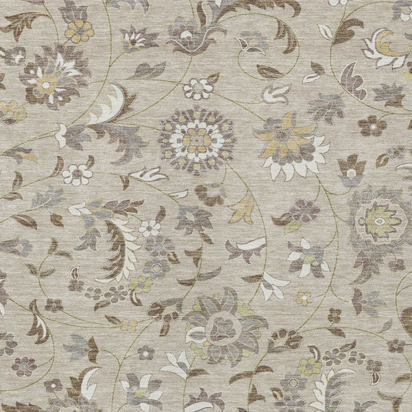 Homeroots 3' Floral Artichoke Green And Gray Area Rug For Indoor Outdoor Spaces - Washable & Stain Resistant 3' X 5' Polyester 597794