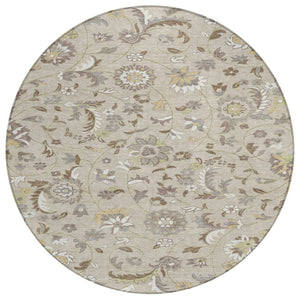 HomeRoots 5' Elegant Floral Washable Area Rug for Indoor/Outdoor Spaces - Durable, Stylish, and Versatile 8' Round 597796