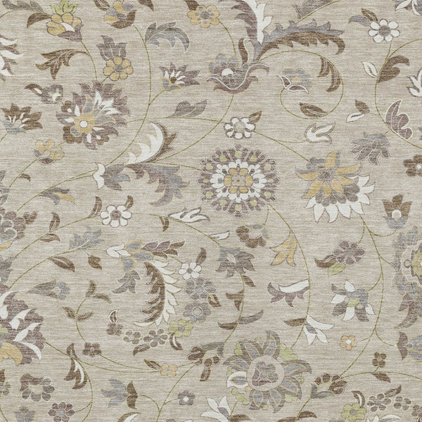 Homeroots 3' Floral Artichoke Green And Gray Area Rug For Indoor Outdoor Spaces - Washable & Stain Resistant 8' X 10' Polyester 597797