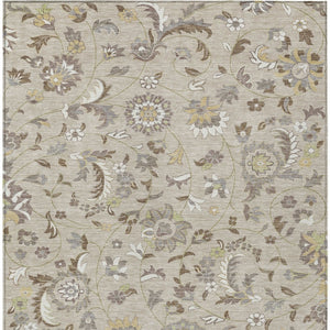Homeroots 3' Floral Artichoke Green And Gray Area Rug For Indoor Outdoor Spaces - Washable & Stain Resistant 10' X 14' Polyester 597799