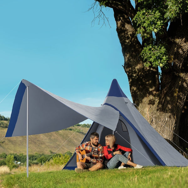 English Elm Outsunny Teepee Camping Tent Waterproof Oxford Fabric Porch Canopy for 3 Person Hiking W2225P200810