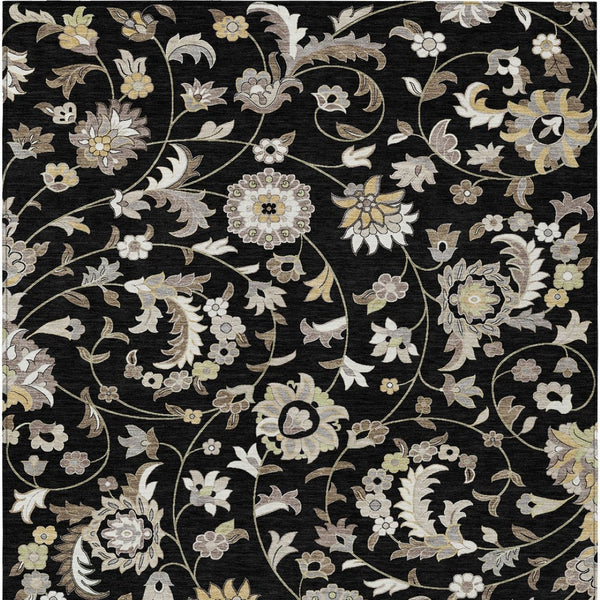 Homeroots 3' Floral Artichoke Green And Gray Area Rug For Indoor Outdoor Spaces - Washable & Stain Resistant 5' X 8' Polyester 597801