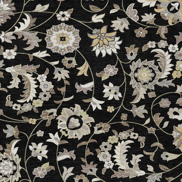 Homeroots 3' Floral Artichoke Green And Gray Area Rug For Indoor Outdoor Spaces - Washable & Stain Resistant 5' X 8' Polyester 597801