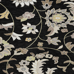 Homeroots 3' Floral Artichoke Green And Gray Area Rug For Indoor Outdoor Spaces - Washable & Stain Resistant 8' Round Polyester 597802