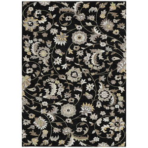 Homeroots 3' Floral Artichoke Green And Gray Area Rug For Indoor Outdoor Spaces - Washable & Stain Resistant 8' X 10' Polyester 597803