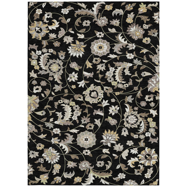 Homeroots 3' Floral Artichoke Green And Gray Area Rug For Indoor Outdoor Spaces - Washable & Stain Resistant 8' X 10' Polyester 597803