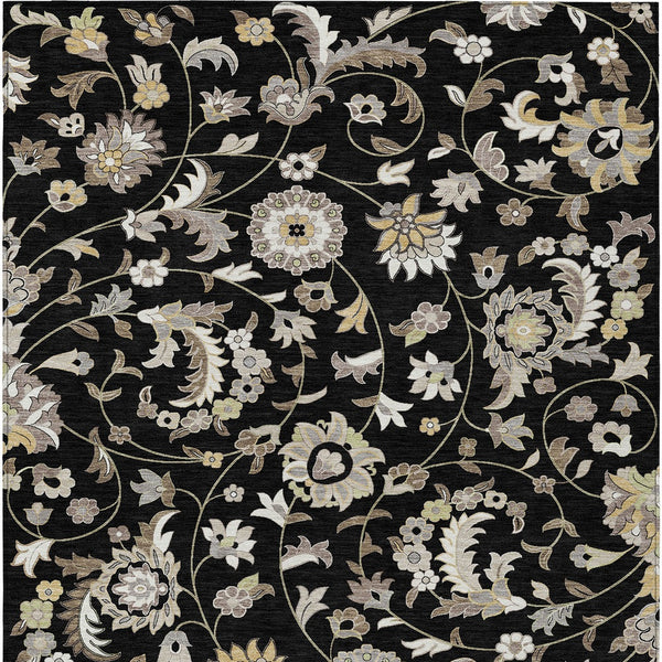 Homeroots 3' Floral Artichoke Green And Gray Area Rug For Indoor Outdoor Spaces - Washable & Stain Resistant 9' X 12' Polyester 597804