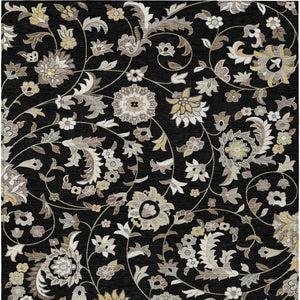 Homeroots 3' Floral Artichoke Green And Gray Area Rug For Indoor Outdoor Spaces - Washable & Stain Resistant 10' X 14' Polyester 597805